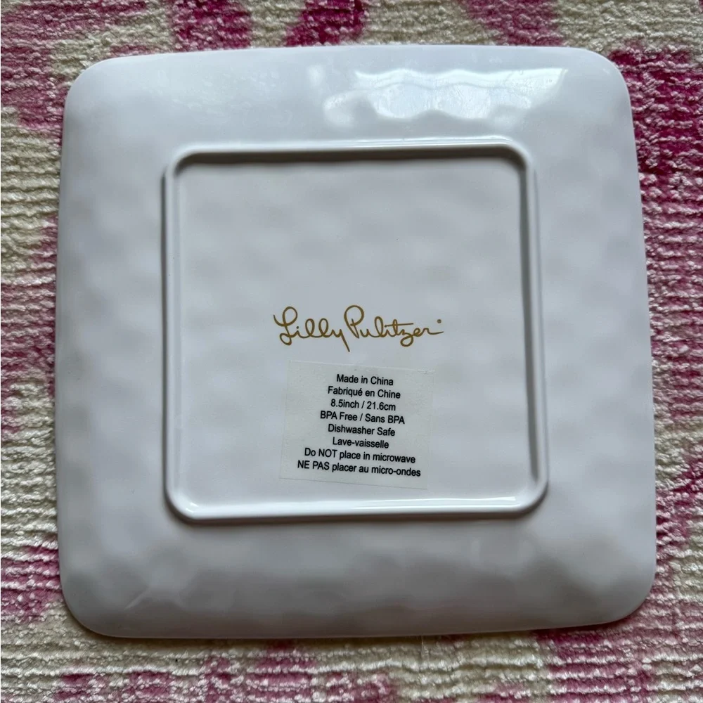 NWOB Lilly Pulitzer Set of 4 Square Melamine Plates Boatylicious Sway With Me